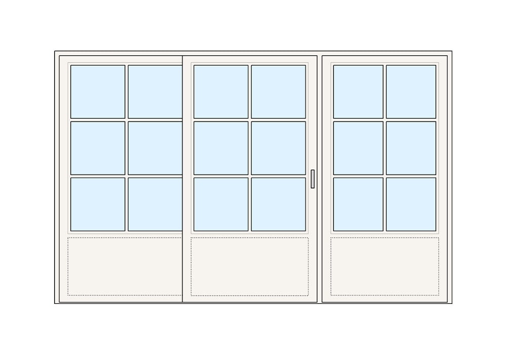3-fløyet med brystning og sprosser (SD8)